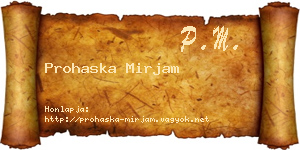 Prohaska Mirjam névjegykártya